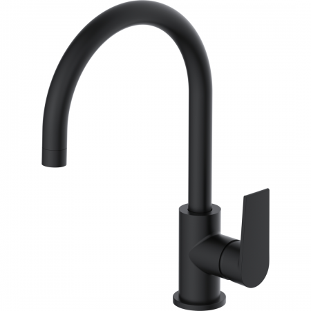 Vitruvius Rubicon Single lever kitchen mixer with high swivel spout Matt Black